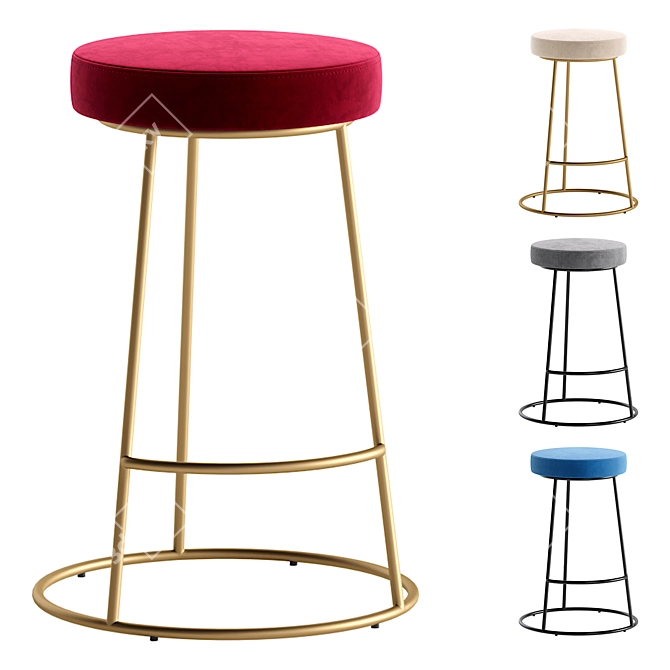 Modern Bar Stool - 4 Colors 3D model image 1