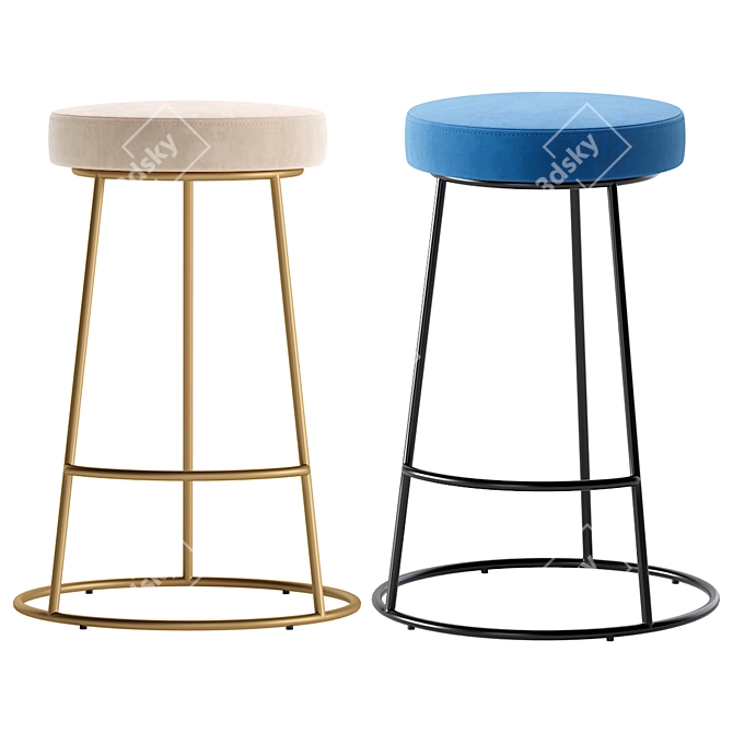 Modern Bar Stool - 4 Colors 3D model image 2