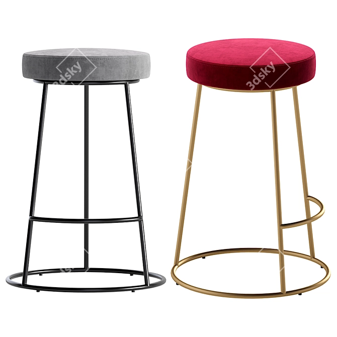 Modern Bar Stool - 4 Colors 3D model image 3