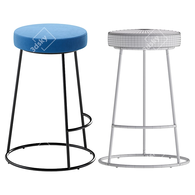 Modern Bar Stool - 4 Colors 3D model image 5