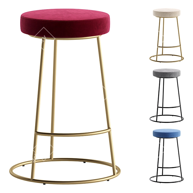 Modern Bar Stool - 4 Colors 3D model image 6