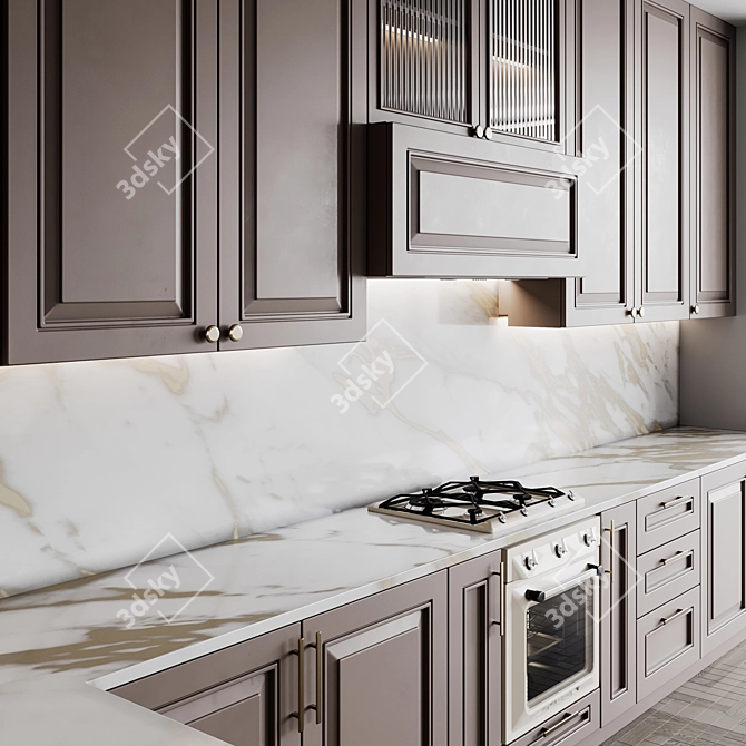 Customizable Neoclassic Kitchen Set 3D model image 3