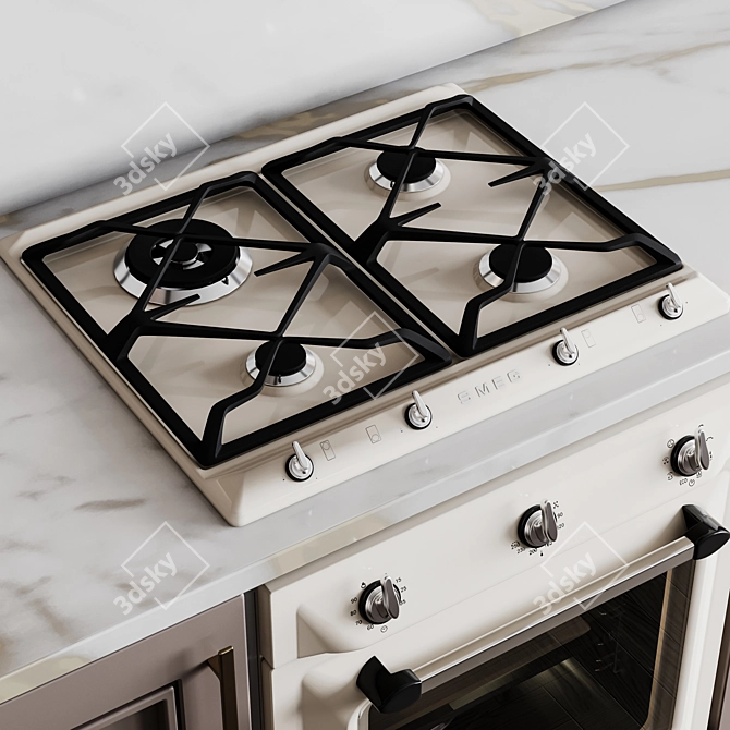 Customizable Neoclassic Kitchen Set 3D model image 6