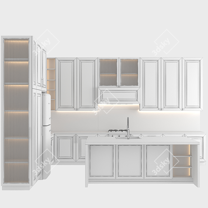 Customizable Neoclassic Kitchen Set 3D model image 7