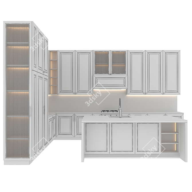 Customizable Neoclassic Kitchen Set 3D model image 16