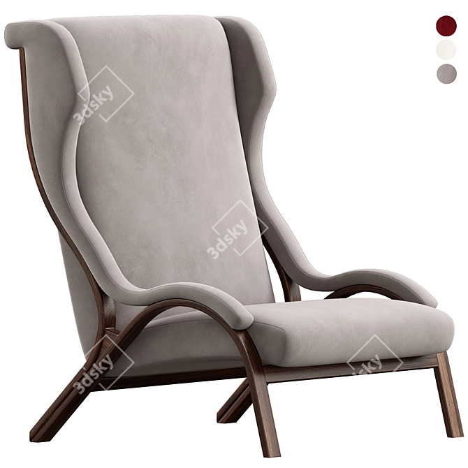 Italian Cavour Armchair Petrol Fabric 3D model image 1