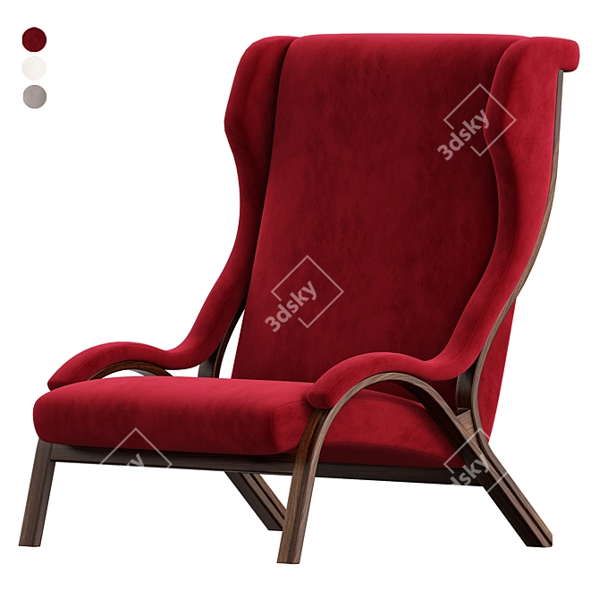 Italian Cavour Armchair Petrol Fabric 3D model image 5