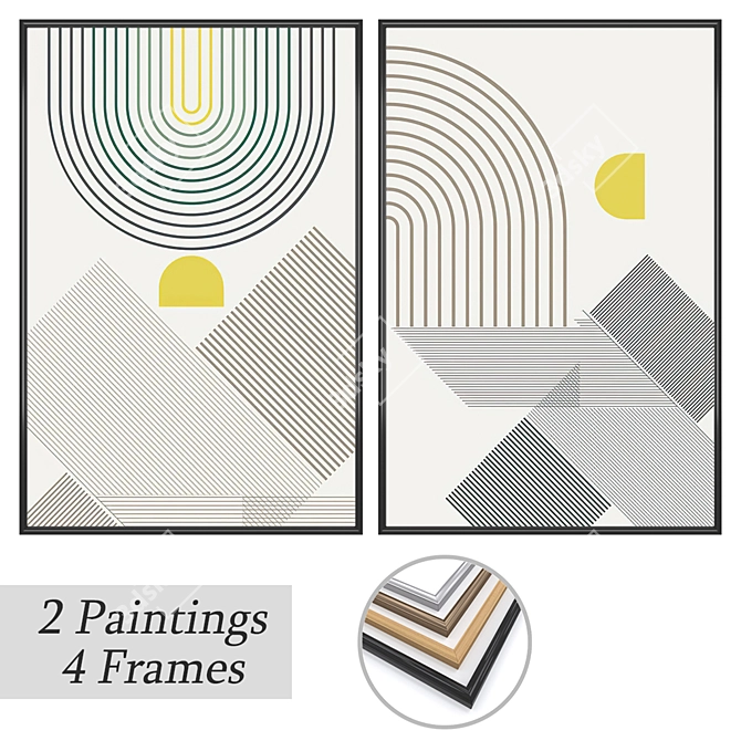 Wall Art Set with Multiple Frames 3D model image 1