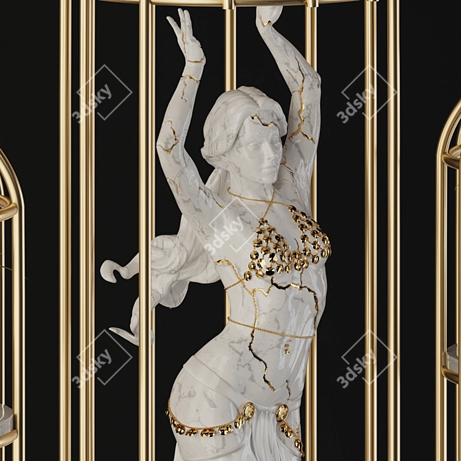 Marble Sibel Dancer Sculpture Set 3D model image 3