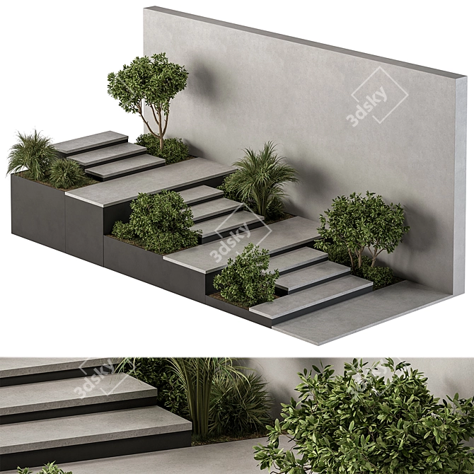 Architectural Ivy Garden Staircase 3D model image 1