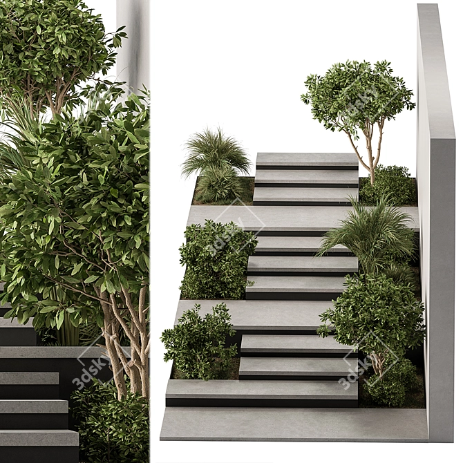 Architectural Ivy Garden Staircase 3D model image 2