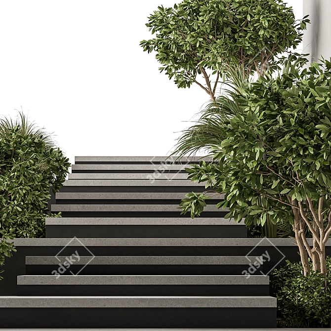 Architectural Ivy Garden Staircase 3D model image 4