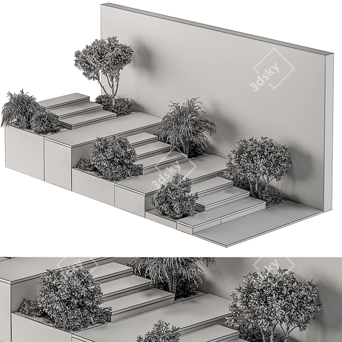 Architectural Ivy Garden Staircase 3D model image 5