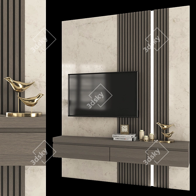 Sleek Modern TV Wall Set 3D model image 3