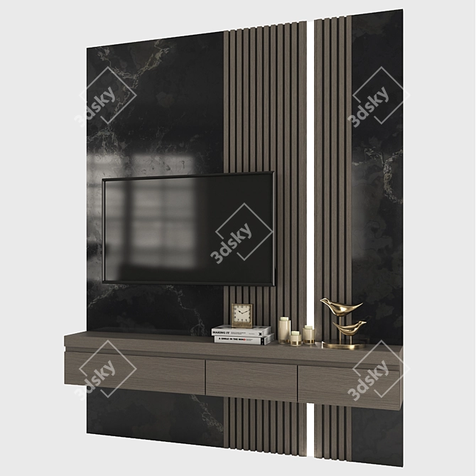 Sleek Modern TV Wall Set 3D model image 4