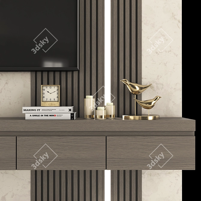 Sleek Modern TV Wall Set 3D model image 5