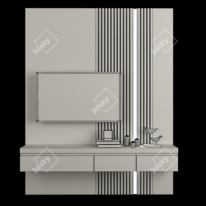 Sleek Modern TV Wall Set 3D model image 6