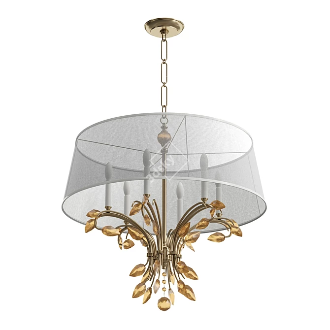 Golden Teak Crystal Chandelier Synergy 3D model image 3