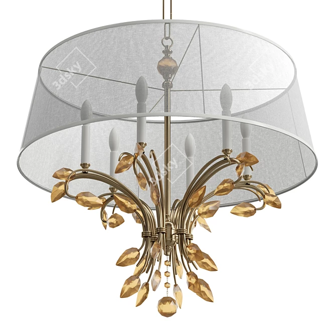 Golden Teak Crystal Chandelier Synergy 3D model image 5