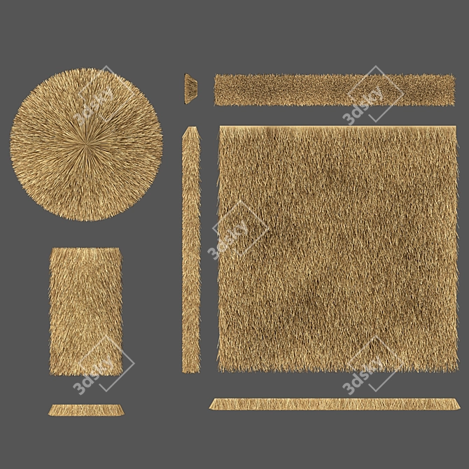 Thatched Roof Set Construction Kit 3D model image 2