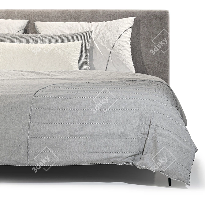 Elegant Fabric Double Bed 3D model image 3