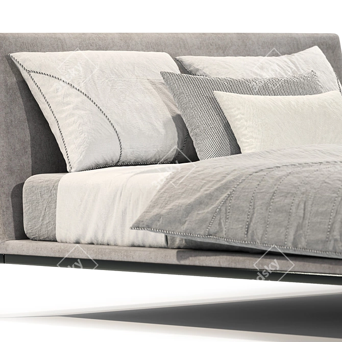 Elegant Fabric Double Bed 3D model image 4