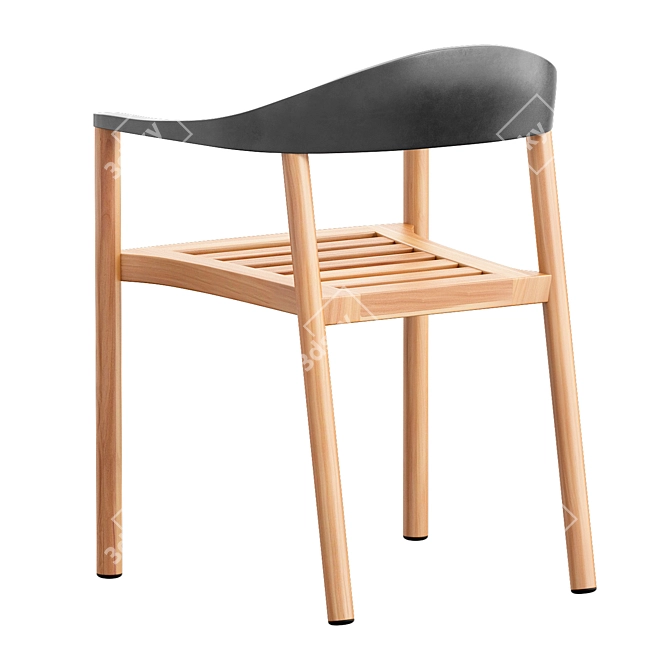 Sleek Modern Plank Monza Chair 3D model image 2