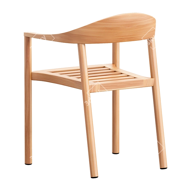 Sleek Modern Plank Monza Chair 3D model image 4