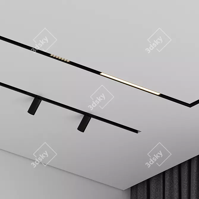 Shadow Seam Ceiling with Track Lights 3D model image 3