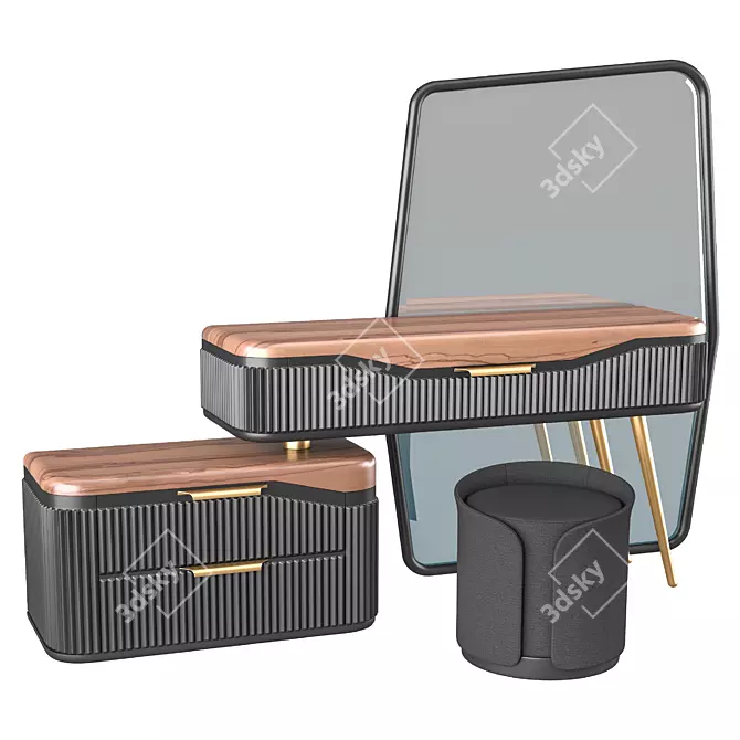 Luxury Hermes Makeup Vanity 3D model image 2