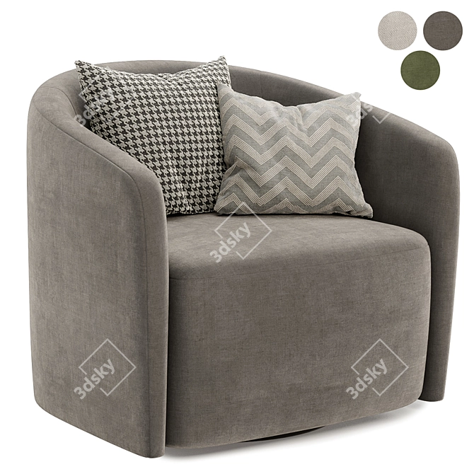 Mila Swivel Armchair - Elegant Comfort 3D model image 2