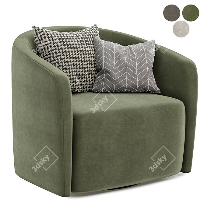 Mila Swivel Armchair - Elegant Comfort 3D model image 3