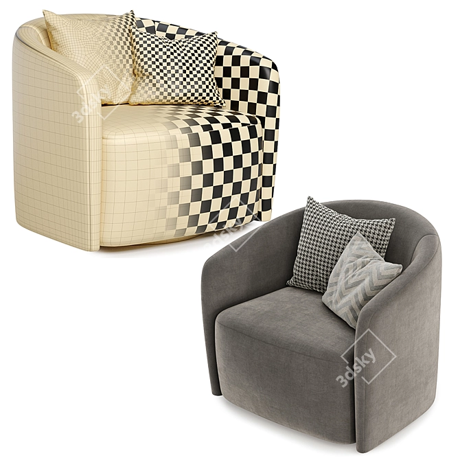 Mila Swivel Armchair - Elegant Comfort 3D model image 5