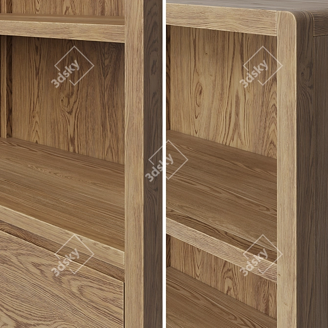 Rustic Oak Bookcase with Arched Details 3D model image 2