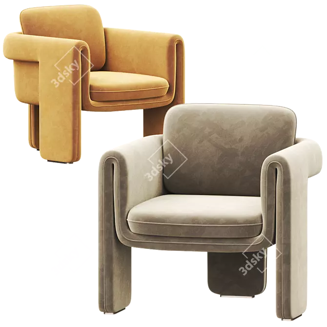 Luxurious Floria Velvet Chair 2017 3D model image 6