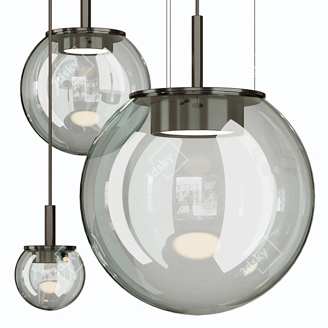 Smoky Glass Pendant Light 3D model image 2