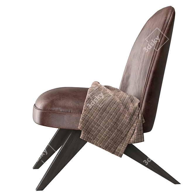 Vintage Leather Armchair by Dialma Brown 3D model image 2