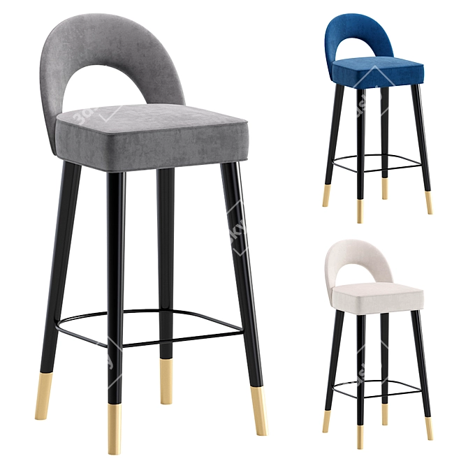 Modern Bronte Bar Stool Set 3D model image 1