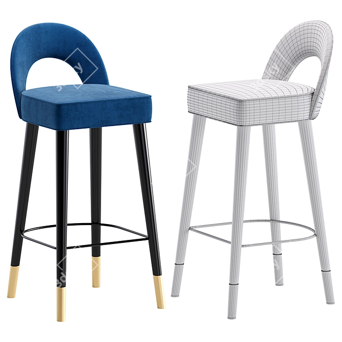 Modern Bronte Bar Stool Set 3D model image 4