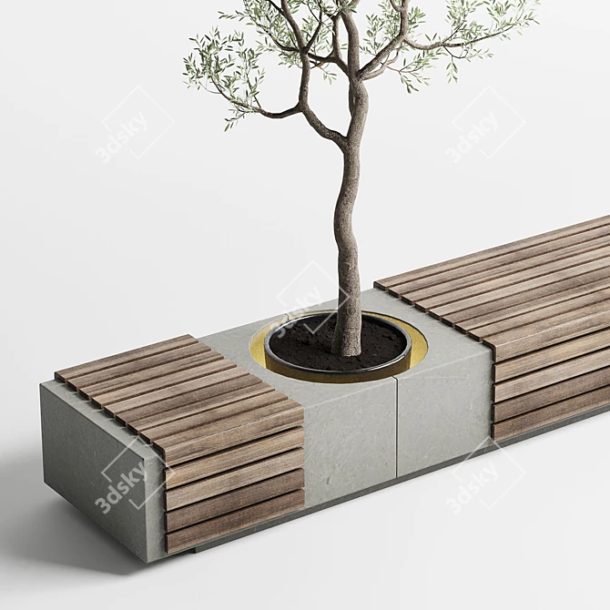 Cityscape Green Bench 3D Model 3D model image 3