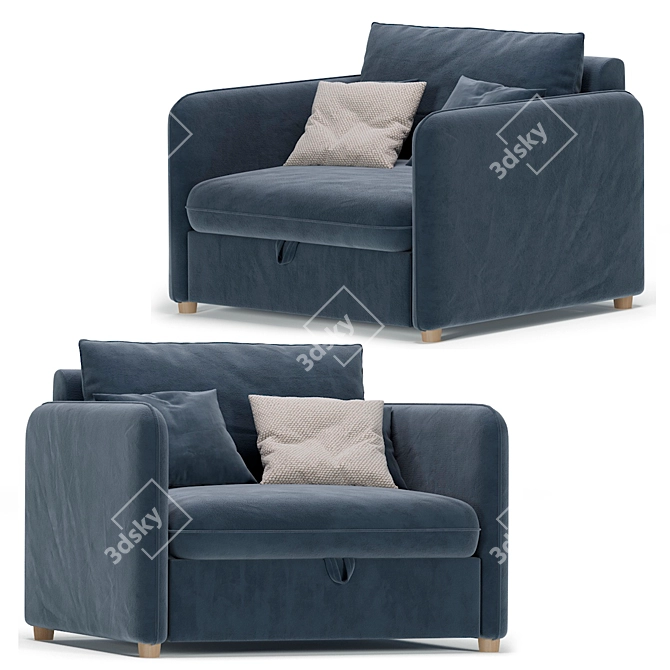 Modern Scandinavian Style Armchair 3D model image 3