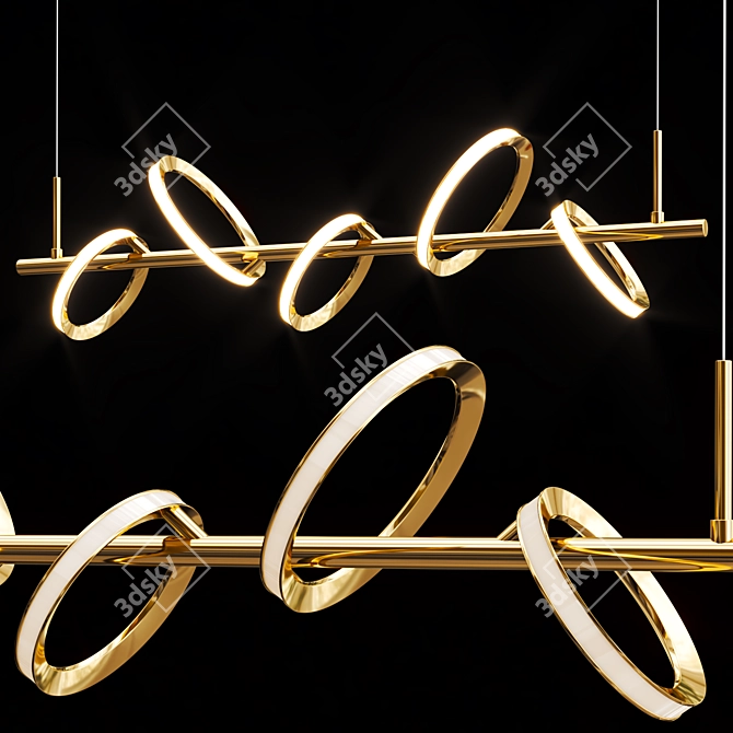 Elegant Gold Metal Glass Chandelier 3D model image 1