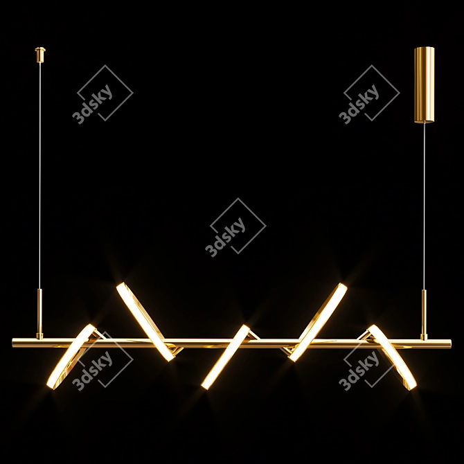 Elegant Gold Metal Glass Chandelier 3D model image 3