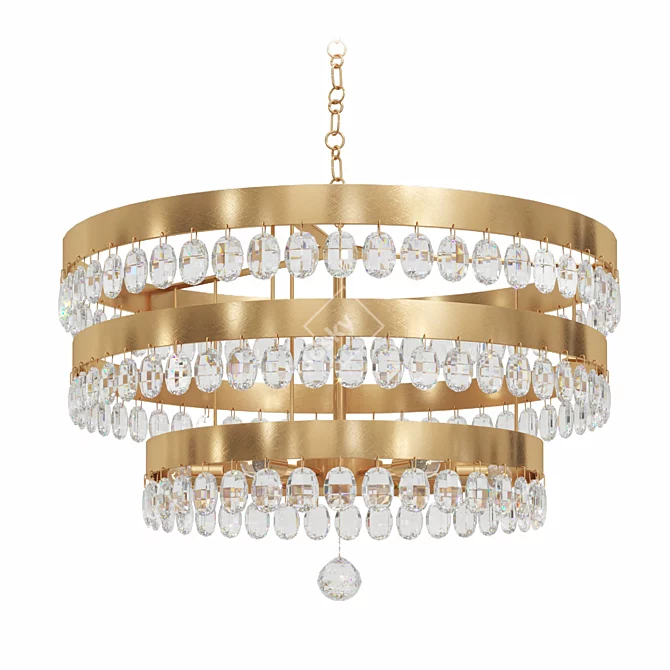 Elegant Antique Gold Chandelier 3D model image 1