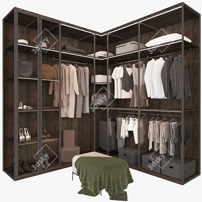 Modern Style Wardrobe Composition 3D model image 1