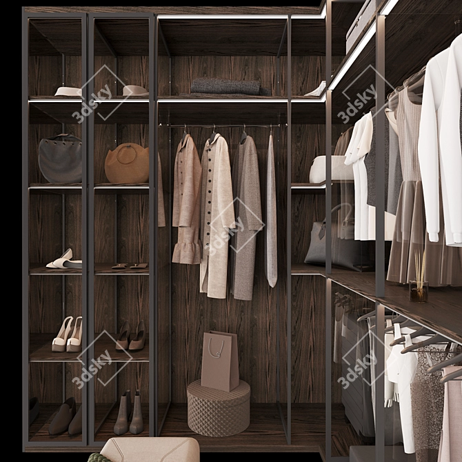 Modern Style Wardrobe Composition 3D model image 2