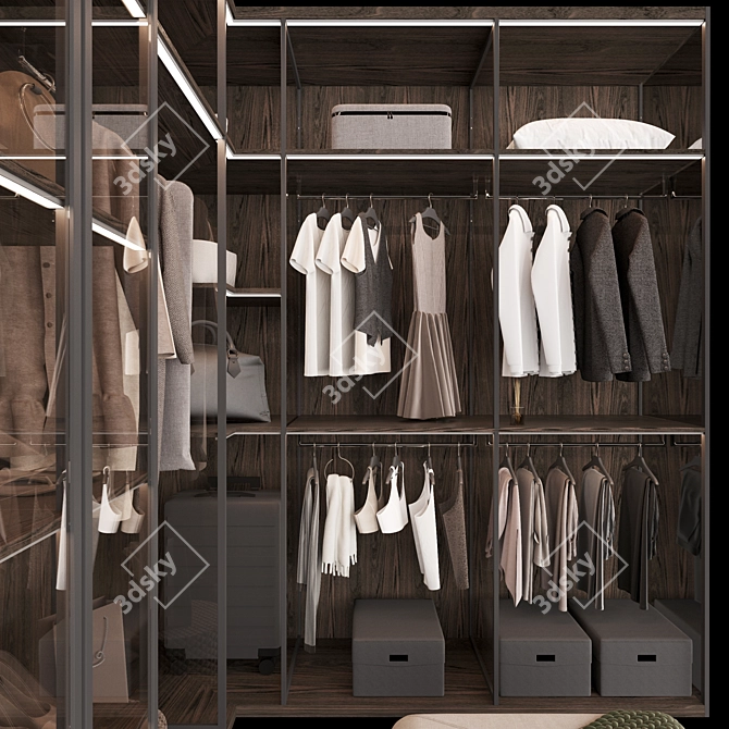 Modern Style Wardrobe Composition 3D model image 3