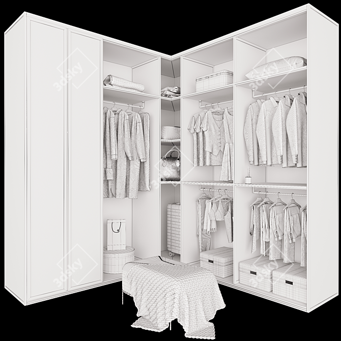 Modern Style Wardrobe Composition 3D model image 5