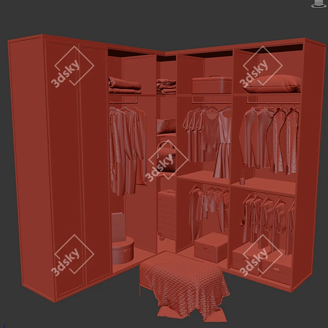 Modern Style Wardrobe Composition 3D model image 6