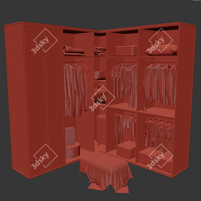 Modern Style Wardrobe Composition 3D model image 7